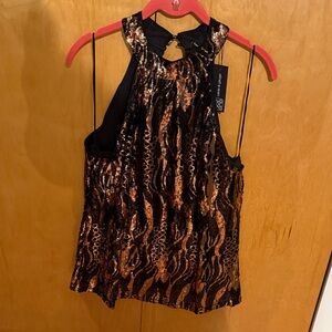 Chic Black and Gold Sequin Top